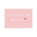 Postkarte Quer All you need is love and a cat